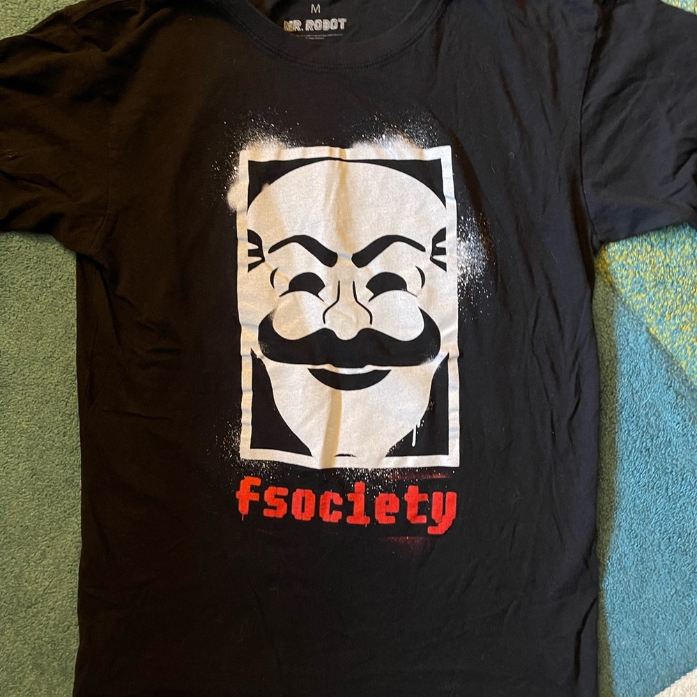 Black fsociety Graphic T-Shirt
